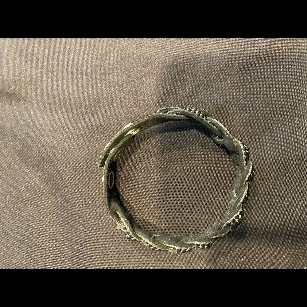 Black braided rhinestone bracelet